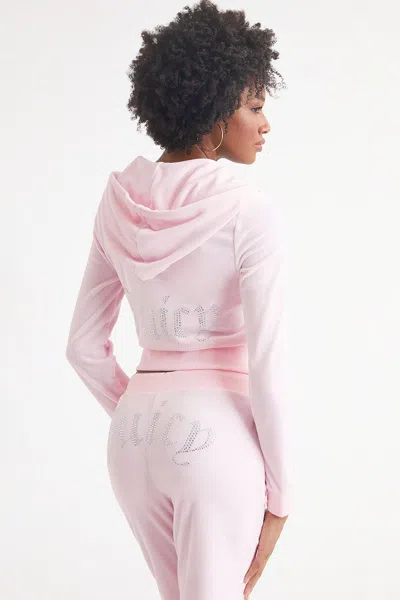 Juicy Couture Og Big Bling Velour Hoodie In Pink
