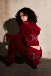 Juicy Couture Og Big Bling Velour Hoodie In Red