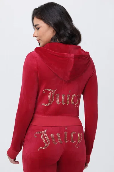 Juicy Couture Og Big Bling Velour Hoodie In Red