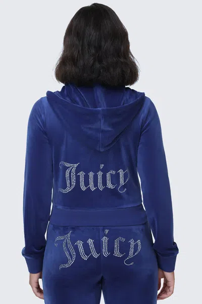 Juicy Couture Og Big Bling Velour Hoodie In Blue