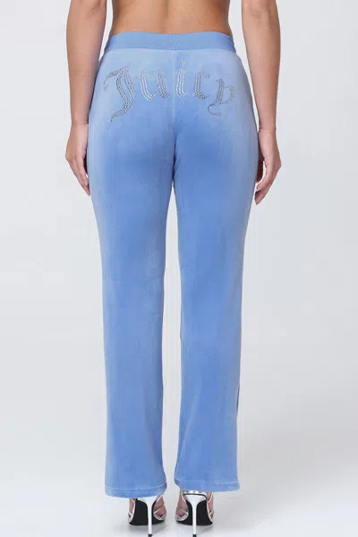 Juicy Couture Og Big Bling Velour Track Pants In Blue