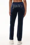 Juicy Couture Og Big Bling Velour Track Pants In Blue