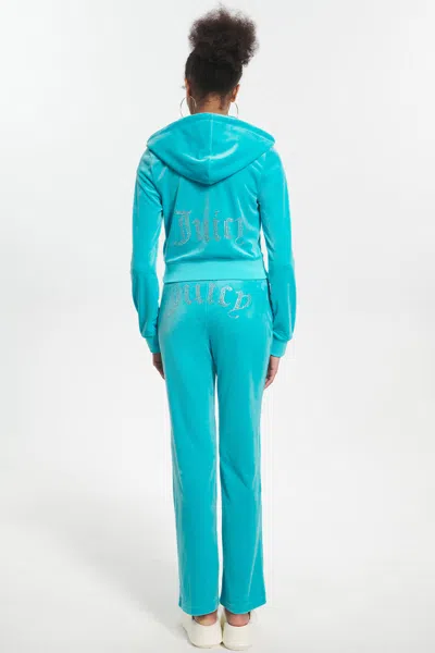 Juicy Couture Og Big Bling Velour Track Pants In Blue