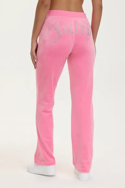 Juicy Couture Og Big Bling Velour Track Pants In Pink
