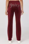 Juicy Couture Og Big Bling Velour Track Pants In Burgundy