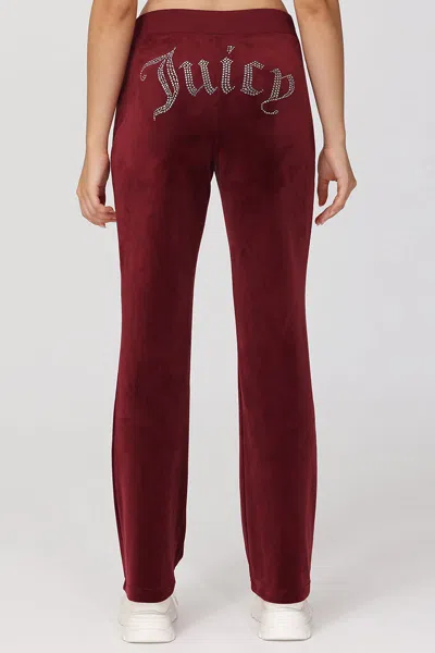 Juicy Couture Og Big Bling Velour Track Pants In Burgundy