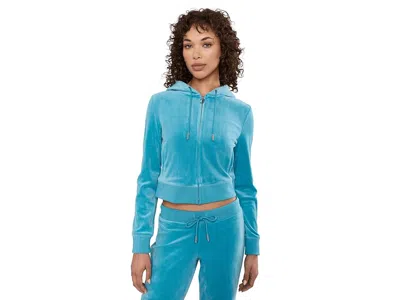 Juicy Couture Og Bling Track Jacket Women's Sweatshirt Cut Glass: Md (us 6-8) In Blue