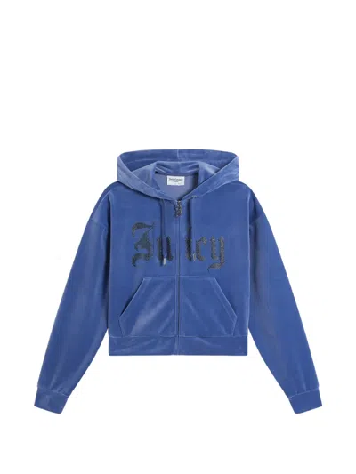 Juicy Couture Old Gothic Cropped Hoodie In Blue
