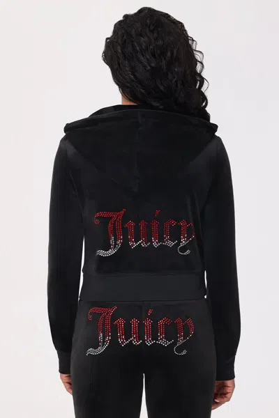 Juicy Couture Ombre Big Bling Velour Hoodie In Black