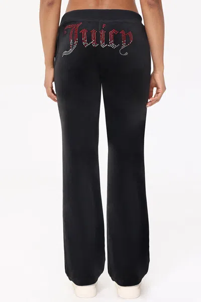 Juicy Couture Ombre Big Bling Velour Track Pants In Black