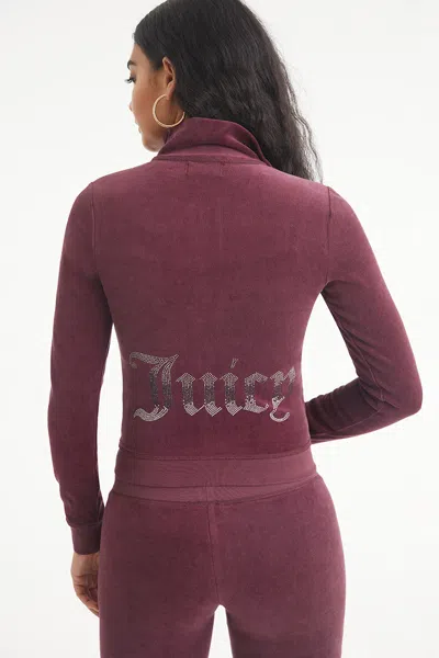 Juicy Couture Ombre Bling Cotton Velour Mockneck Track Jacket In Brown