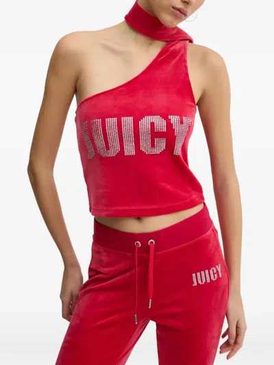 Juicy Couture One-shoulder Embellished Top In Red