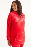 Juicy Couture Oversized Big Bling Hoodie With Rhinestones In Red