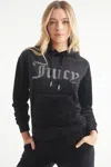 Juicy Couture Oversized Big Bling Velour Hoodie In Black