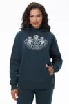 Juicy Couture Oversized Fleece Scottie Dog Hoodie In Blue