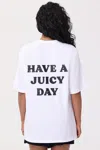 Juicy Couture Oversized Have A Juicy Day Tee In White