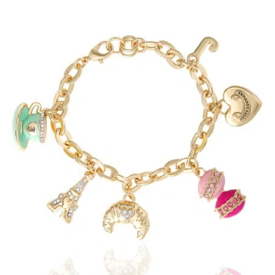Juicy Couture Paris Travel Charm Bracelet, Macaron, Croissant In Gold