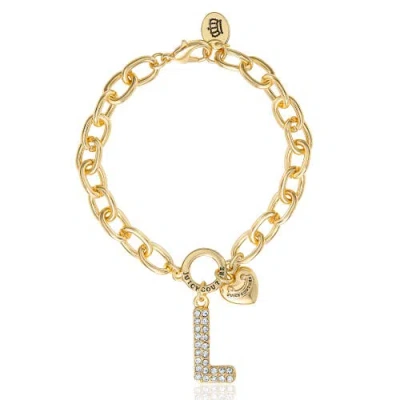 Juicy Couture Pavé Initial Charm Bracelet, 7.5'' Gold Tone Link