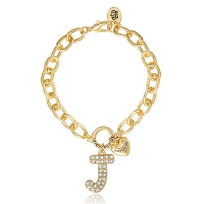 Juicy Couture Pavé Initial Charm Bracelet, 7.5'' Gold Tone Link