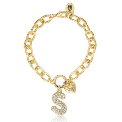 Juicy Couture Pavé Initial Charm Bracelet, 7.5'' Gold Tone Link