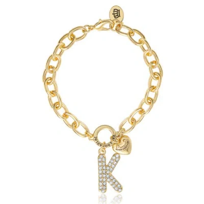 Juicy Couture Pavé Initial Charm Bracelet, 7.5'' Gold Tone Link