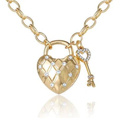 Juicy Couture Pearl Station Heart Pendant Necklace In Goldtone