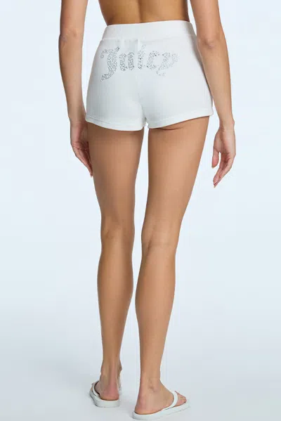 Juicy Couture Pearly Big Bling Velour Booty Shorts In White