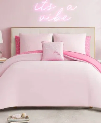 Juicy Couture Pearly Bows Reversible Comforter Sets In Pink