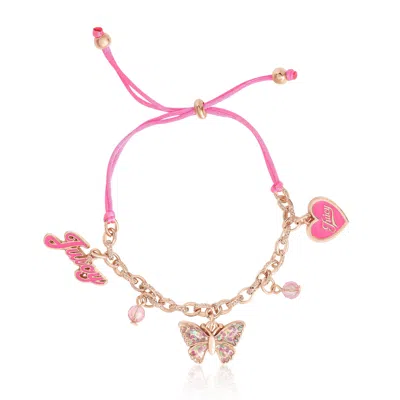 Juicy Couture Pink Charm Bracelet In Goldtone