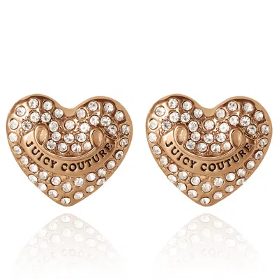 Juicy Couture Crystal-embellished Heart Stud Earrings In Gold