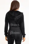 Juicy Couture Pisces Customizable Big Bling Velour Hoodie In Black