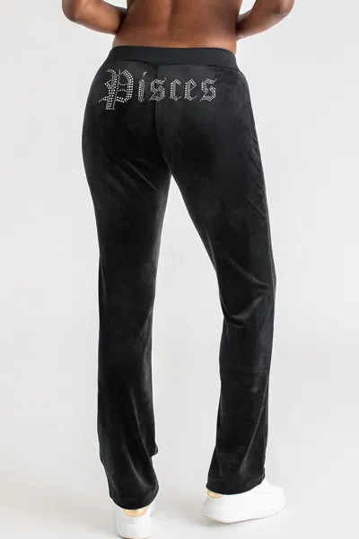 Juicy Couture Pisces Customizable Big Bling Velour Track Pants In Black