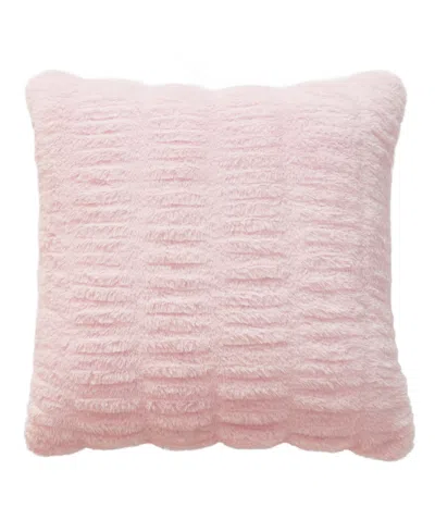 Juicy Couture Pleated Faux Fur Decorative Pillow, 20" X 20" In Pink
