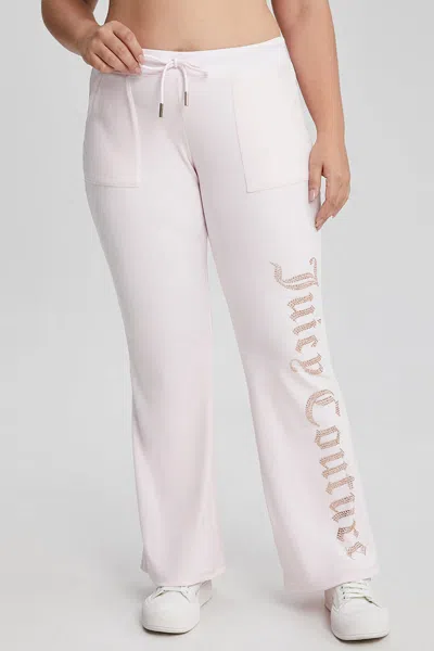 Juicy Couture Plus-size 30th Birthday Big Bling Snap Pocket Velour Pants In White