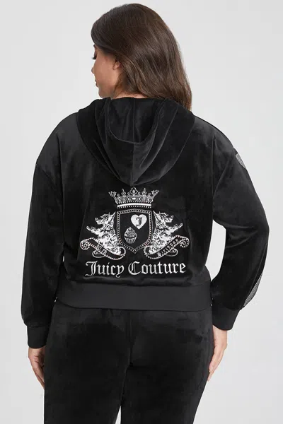 Juicy Couture Plus-size 30th Birthday Relaxed Scottie Velour Hoodie In Black