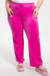 Juicy Couture Plus-size Classic Cotton Velour Track Pants In Pink