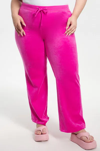 Juicy Couture Plus-size Classic Cotton Velour Track Pants In Pink