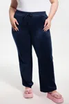 Juicy Couture Plus-size Classic Cotton Velour Track Pants In Blue