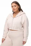 Juicy Couture Plus-size Cropped Fleece Hoodie With Side Bling In Neutral