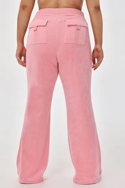 Juicy Couture Plus-size Crown Heritage Cotton Velour Track Pants In Pink