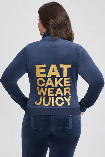 Juicy Couture Plus-size Eat Cake Wear Juicy Mockneck Jacket In Blue