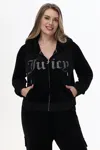 Juicy Couture Plus-size Front Bling Hoodie In Black