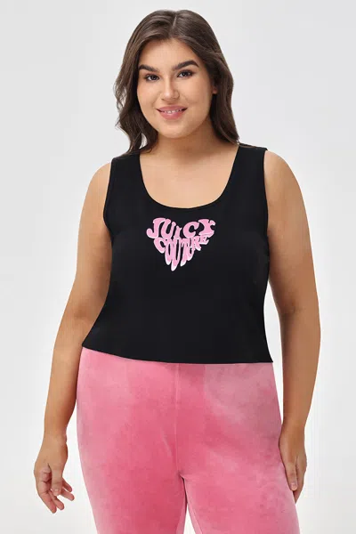 Juicy Couture Plus-size Heart Juicy Tank In Black