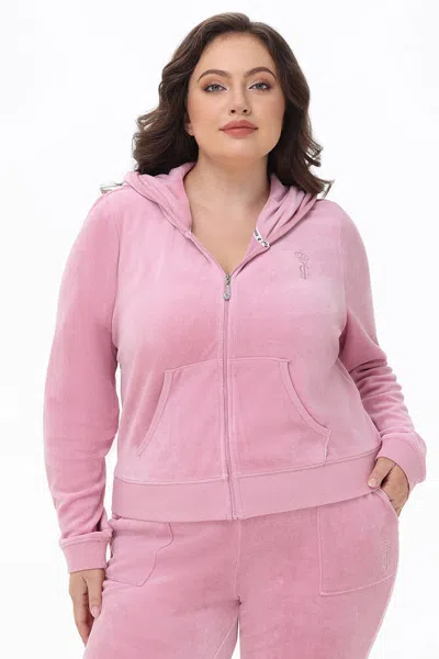 Juicy Couture Plus-size Heritage Cotton Velour Hoodie In Pink