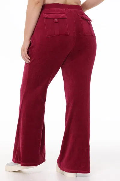 Juicy Couture Plus-size Heritage Cotton Velour Track Pants In Burgundy