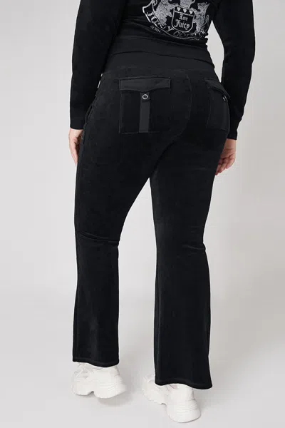 Juicy Couture Plus-size Hollywood Scottie Snap Pocket Cotton Velour Track Pants In Black