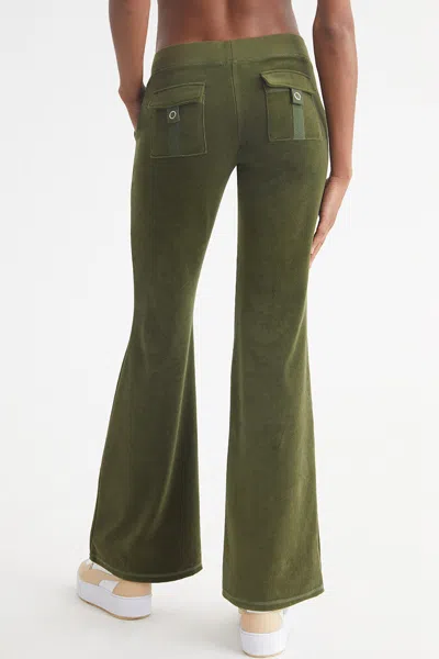 Juicy Couture Plus-size Hollywood Snap Pocket Cotton Velour Track Pants In Green