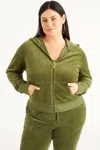 Juicy Couture Plus-size Icons Classic Cotton Velour Hoodie In Green