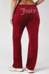 Juicy Couture Plus-size Mixed Crystals Velour Track Pants In Red