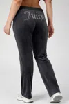 Juicy Couture Plus-size Mixed Crystals Velour Track Pants In Gray